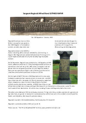 A preview of a PDF biography for Bland, Reginald Alfred